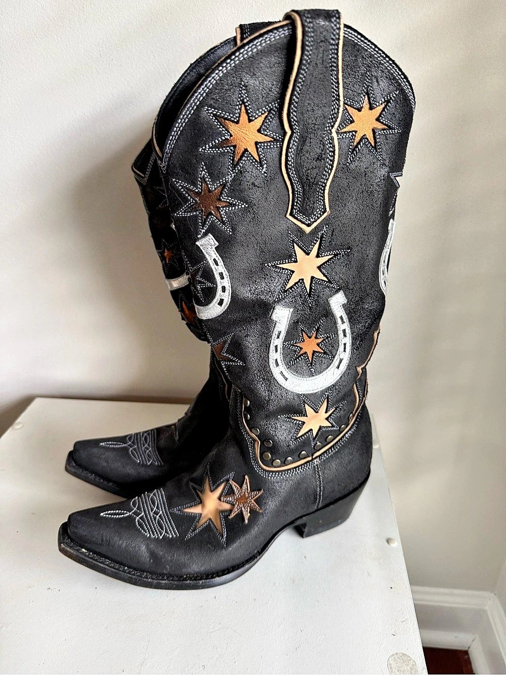 Old Gringo Lucky Star Embroidered Western Boots in Black